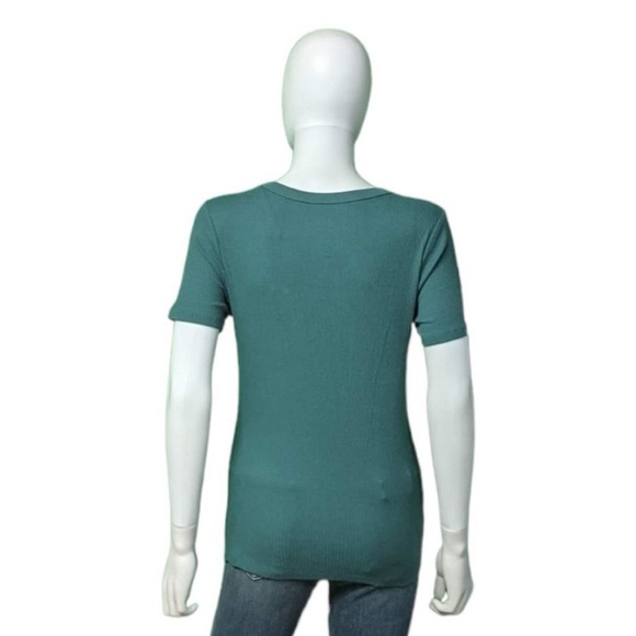 A New Day Ribbed Teal  Short Sleeve Tee, M - Picture 5 of 9